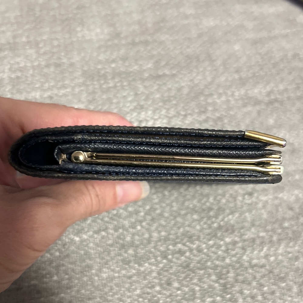 Vintage Givenchy Paris Framed Kiss Lock Wallet Navy Black Saffiano Leather Gold - Picture 8 of 14